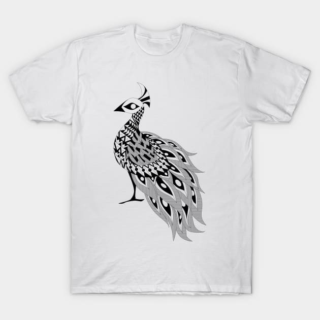 pavo real the royalty peacock bird ecopop T-Shirt by jorge_lebeau